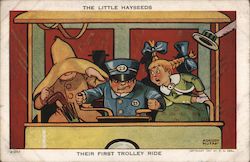 The Little Hayseeds--Their First Trolley Ride Comic, Funny August Hataf Postcard Postcard Postcard