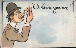 Man with Bug on Nose - "O, there you are!" Postcard