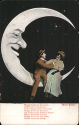 A Man and a Woman Sitting on the Moon Moons Postcard Postcard Postcard