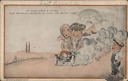 If You Own a Ford, The World Laughs at You or With You - Two Large People in a Small Car Postcard Postcard Postcard