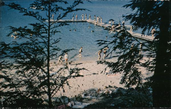 swimming-at-dan-hole-pond-sentinel-baptist-camp-tuftonboro-nh-postcard