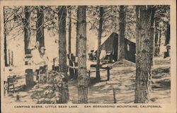 Camping Scene, Little Bear Lake, San Bernardino Mountains Lake Arrowhead, CA Postcard Postcard Postcard