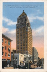 St. Joseph Street from Post Office Showing Merchants National Bank Mobile, AL Postcard Postcard Postcard