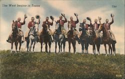 The West Begins in Texas: Texas Rangers Cowboy Western Postcard Postcard Postcard