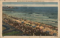 Bathing Beach and Boardwalk Atlantic City, NJ Postcard Postcard Postcard