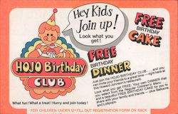 HOJO Birthday Club Advertising Postcard Postcard Postcard