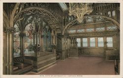 Gothic Room, Steamboat City of Detroit III Interiors Postcard Postcard Postcard