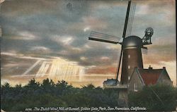 The Dutch Wind Mill at Sunset, Golden Gate Park San Francisco, CA Postcard Postcard Postcard