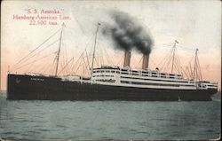 S. S. Amerika - Hamburg-American Line 22,500 tons Postcard