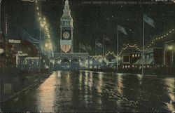 Lower Market St. and Ferry Tower Illuminated Postcard