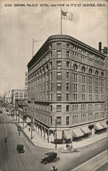 Brown Place Hotel and View of 17th St. Postcard