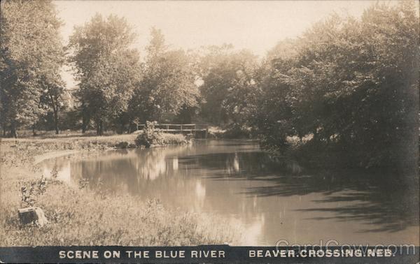 Scene on the Blue River Beaver Crossing, NE Postcard