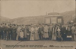 Group Photo With Observation Car Lands End San Francisco, CA Tabor Photo Postcard Postcard Postcard