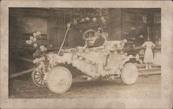 Deer head on front of car decorated with flowers for parade Cars Postcard Postcard Postcard