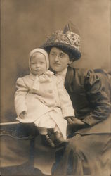 Studio portrait of woman and child Babies Postcard Postcard Postcard