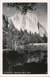 El Capitan. View of mountain from across lake. Postcard