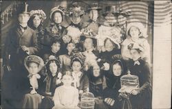 Group of People, Bird Cages Stockham, NE Postcard Postcard Postcard