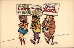 Make Love not war and do it at our hotel Comic, Funny Wyma Postcard Postcard Postcard