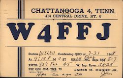 W4FFJ Chattanooga, TN Postcard Postcard Postcard