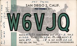 W6VJQ San Diego, CA Postcard Postcard Postcard