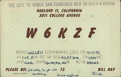 W6KZF Oakland, CA Postcard Postcard Postcard