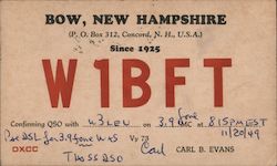 W1BFT - Carl B. Evans Postcard