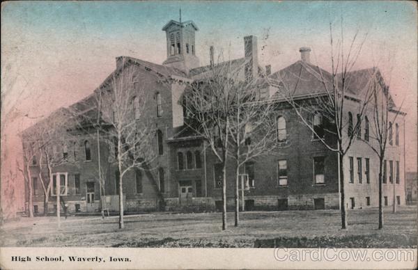 High School, Waverly, Iowa Postcard