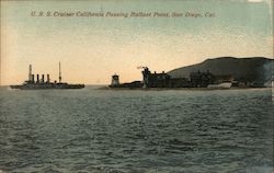 U.S.S. Cruiser California Passing Ballast Point Postcard