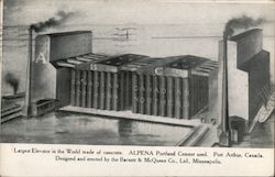 Largest elevator in the world made of concrete. Alpena Portland cement used. Designed and erected by the Barnett & McQueen Co., Ltd. Postcard