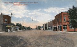 Main Street, looking North from First Street Hoisington, KS Postcard Postcard Postcard