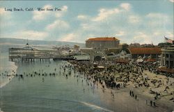 Long Beach, Calif. West from Pier Postcard