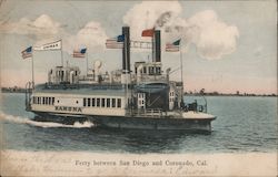 Ferry between San Diego and Coronado, Cal Postcard