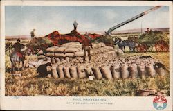 Rice Harvesting - Got a Dollar? Put it in Texas Postcard Postcard Postcard