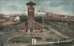 Union Station and Section of Factory District Fremont, NE Postcard Postcard Postcard