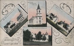 St. Michael's, German Lutheran, M.E., Presbyterian Churches Coleridge, NE Postcard Postcard Postcard