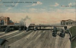 Passenger Terminals - Union and Burlington Depots Omaha, NE Postcard Postcard Postcard