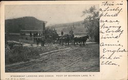 Steamboat Landing and Coach, Foot of Schroon Lake New York Postcard Postcard Postcard