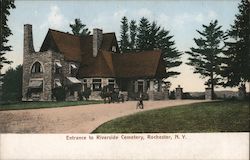 Entrance to Riverside Cemetery Postcard