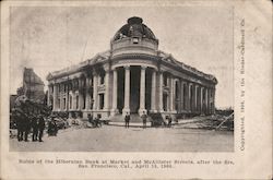 Ruins of the Hibernian Bank at Market and McAllister Streets, after the fire Postcard