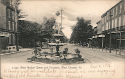 West Market Street and Fountain West Chester, PA Postcard Postcard Postcard