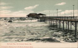 Surf and Pier, Old Orchard Beach Postcard