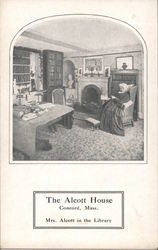 The Alcott House, Mrs. Alcott in the Library Postcard