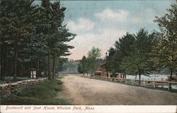 Boulevard and Boat House, Whalom Park Lunenburg, MA Postcard Postcard Postcard