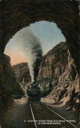 Canyon Scene from Railroad Tunnel in the Northwest Railroad (Scenic) Postcard Postcard Postcard