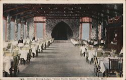 Interior dining lodge, "Union Pacific System" West Yellowstone, MT Postcard Postcard Postcard