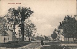 Man Standing in the Street with Suitcases Bradford, ME Postcard Postcard Postcard