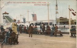 Chute the Chutes and Arial Swing-Luna Park Seattle, WA Postcard Postcard Postcard