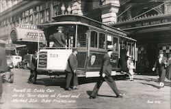 Powell St. Cable Car on its turn-table at Powell and Market Sts. Postcard