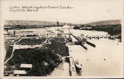 Lake Washington Canal Locks - Seattle, Wash. Postcard