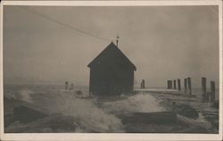 Dock & Boathouse in Heavy Storm, Probably Maine Buildings Postcard Postcard Postcard